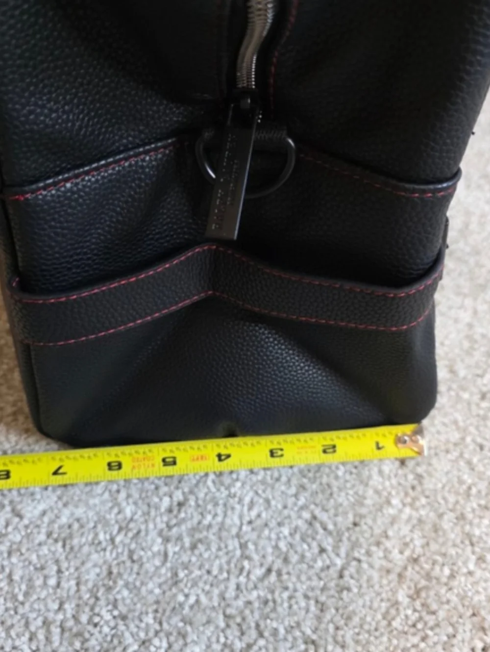 Ralph Lauren Black Leather Messenger with Red Logo Accent